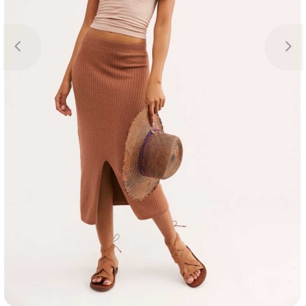 Free People Skyline Ribbed Midi Skirt